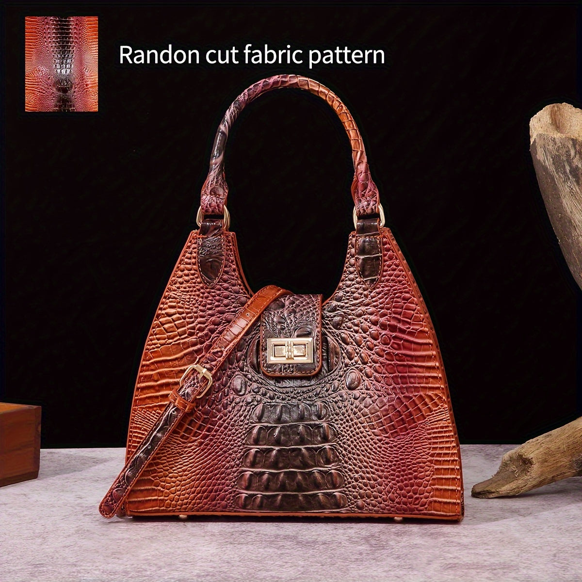 Trendy Colorful Crocodile Pattern Shoulder Bag - Portable Turnlock Perfect Crossbody